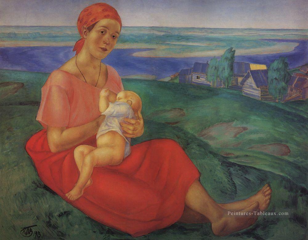 mère maternité enfant 1913 Kuzma Petrov Vodkin Peintures à l'huile
